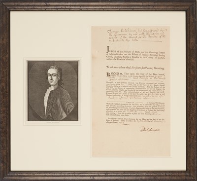 Lot 10 - Printed document signed by Massachusetts Bay Lieutenant Governor Thomas Hutchinson