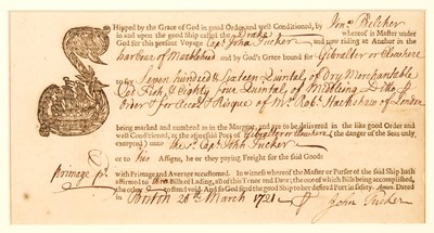 Lot 44 - An early signature of Jonathan Belcher