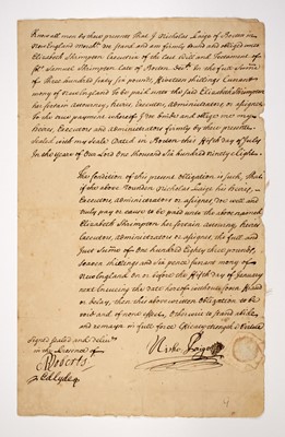 Lot 38 - A seventeenth-century Boston bond