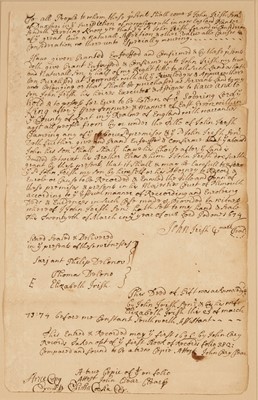 Lot 37 - Sworn true copy signed by Elisha Cooke of a deed of gift signed by John Irish