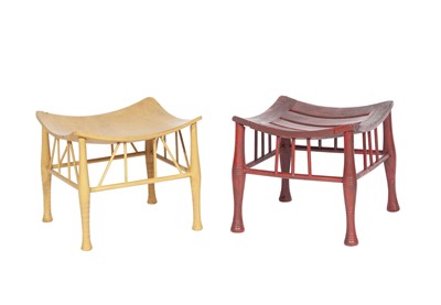 Lot 102 - Two Thebes Style Painted Wood Stools