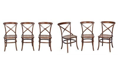 Lot 140 - Set of Six Caned Bentwood Dining Chairs