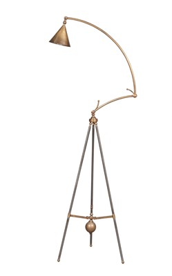 Lot 165 - Adjustable Brass Tripod Floor Lamp