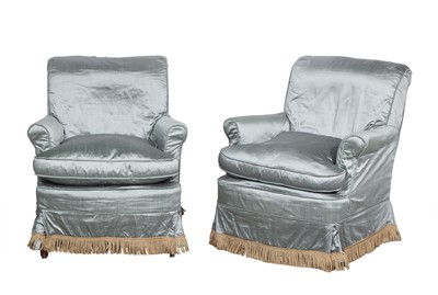 Lot 191 - Pair of Silk Upholstered Club Chairs