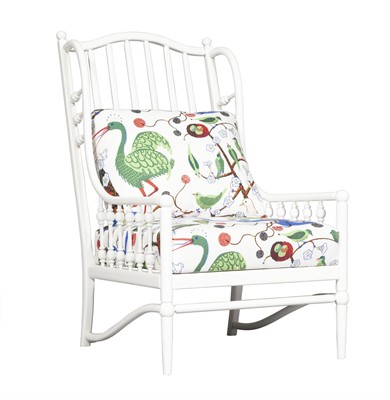 Lot 171 - Upholstered Painted Wood Lounge Chair