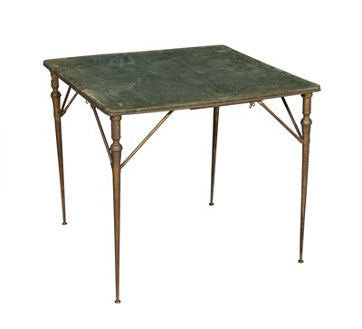 Lot 57 - Brass and Velvet Folding Games Table