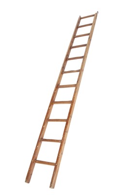 Lot 132 - Vintage French Softwood and Metal Ladder