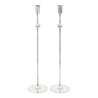 Lot 174 - Pair of Estrid Ericson Silver Plated "Globe" Candle Holders