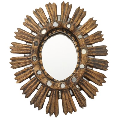 Lot 146 - Spanish Colonial Style Giltwood Sunburst Mirror