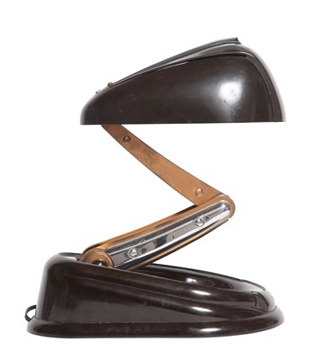 Lot 143 - Jumo Brevette Bakelite, Copper and Chromed Metal Collapsible Desk Lamp