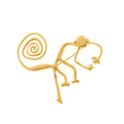 Lot 2027 - Gold 'Nazca Monkey' Brooch