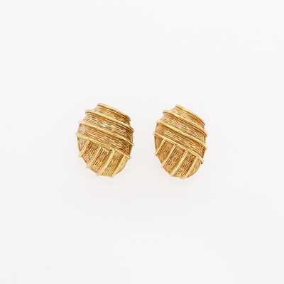 Lot 1047 - Tiffany & Co. Pair of Gold Bombé Earclips