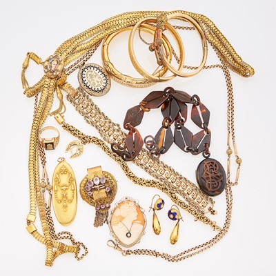 Lot 1252 - Group of Antique Gold, Low Karat Gold and Gold-Filled Jewelry