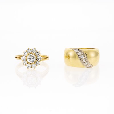 Lot 1211 - Two Gold and Diamond Rings