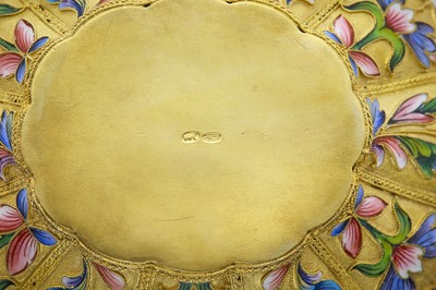 Lot 7 - Russian Gem-Set Silver-Gilt and Cloisonné Enamel Kovsh