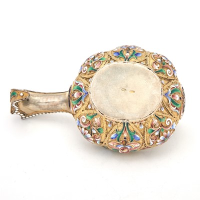 Lot 9 - Russian Silver-Gilt and Cloisonné Enamel Kovsh