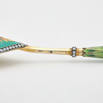 Lot 10 - Russian Silver-Gilt and Cloisonné Enamel Spoon