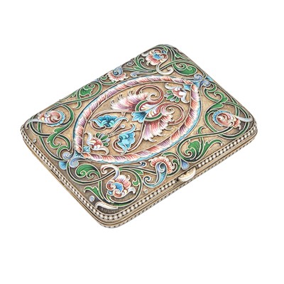 Lot 135 - Russian Silver, Cloisonné and En Plein Enamel Cigarette Case