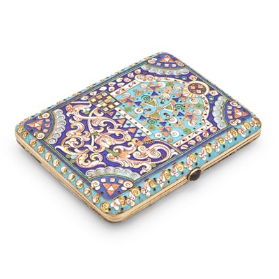 Lot 137 - Russian Silver-Gilt and Cloisonné Enamel Cigarette Case