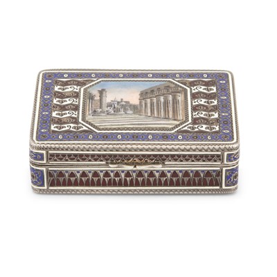 Lot 103 - Russian Silver-Gilt, Champlevé, Guilloché and En Plein Enamel Covered Box