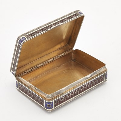 Lot 103 - Russian Silver-Gilt, Champlevé, Guilloché and En Plein Enamel Covered Box