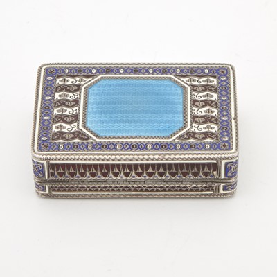 Lot 103 - Russian Silver-Gilt, Champlevé, Guilloché and En Plein Enamel Covered Box