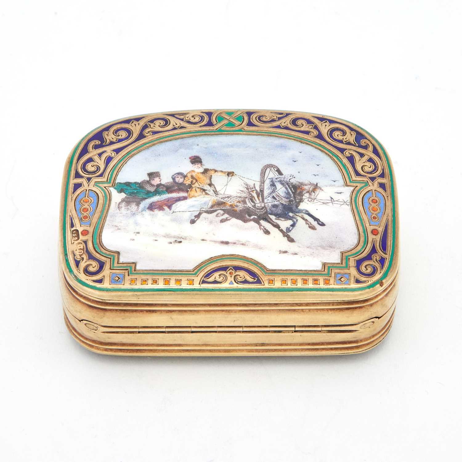 Lot 13 - Russian Silver, Champlevé and En Plein Enamel Purse