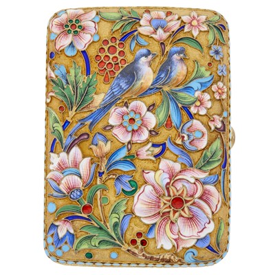 Lot 130 - Russian Silver-Gilt Cloisonné and en Plein Enamel Cigarette Case