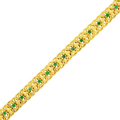 Lot 1120 - Antique Gold and Emerald Bracelet, France
