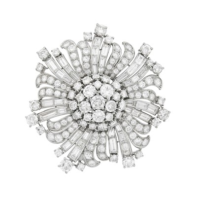 Lot 228 - Platinum and Diamond Clip-Brooch
