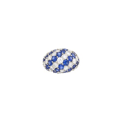 Lot 212 - Platinum, Sapphire and Diamond Bombé Ring