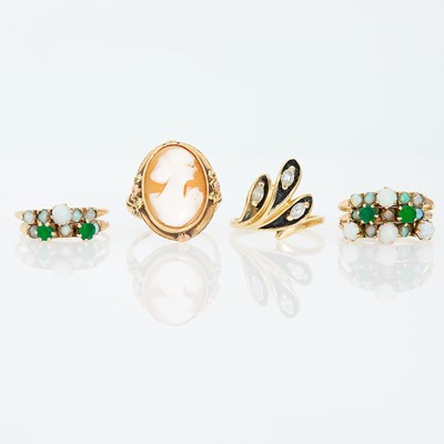 Lot 2124 - Four Gold and Gem-Set Rings