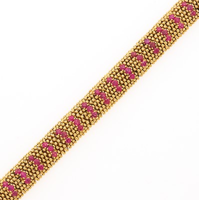 Lot 2086 - Gold and Ruby Bracelet