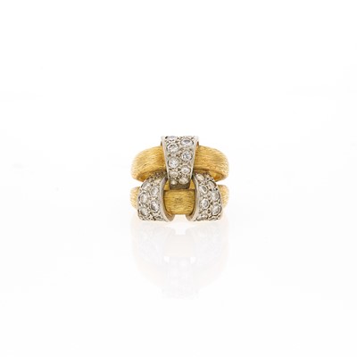 Lot 1154 - Tiffany & Co., Schlumberger Gold, Platinum and Diamond Ring, France