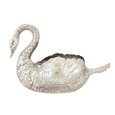 Lot 235 - Continental Silver Swan-Form Centerpiece