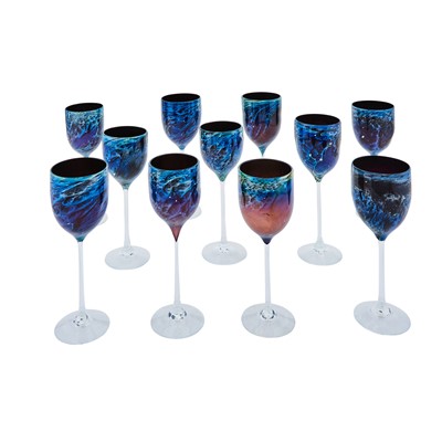 Lot 415 - Set of Eleven Josh Simpson Blown Glass Goblets