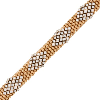 Lot 141 - Rose Gold and Diamond Bracelet, France