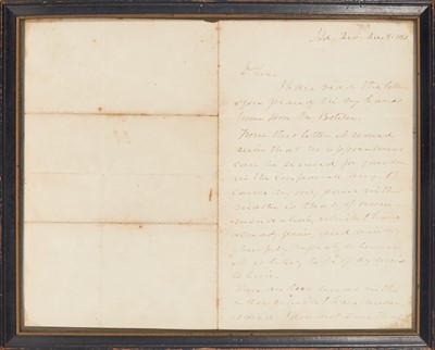 Lot 116 - Signed by Thomas "Stonewall" Jackson