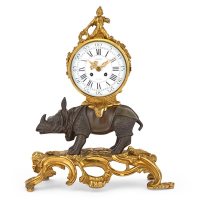 Lot 193 - Louis XV Style Gilt and Patinated Bronze Mantel Clock