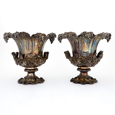 Lot 37 - Pair of English Silver Plated Wine Coolers