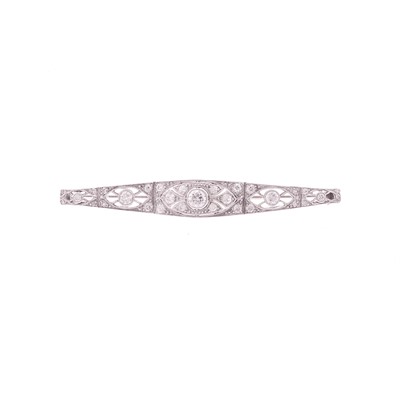 Lot 1100 - Platinum and Diamond Bar Brooch