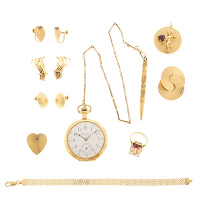 Lot 1276 - Group of Gold Jewelry