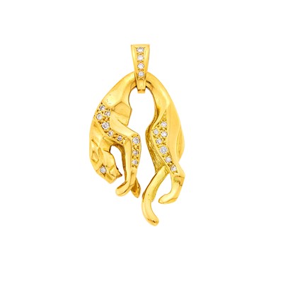 Lot 2022 - Gold and Diamond Panther Pendant
