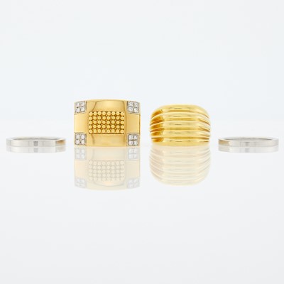 Lot 2198 - Gold Dome Ring, Two Platinum Bands and La Pepita Gold and Diamond Ring