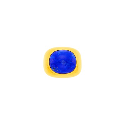 Lot 1153 - Zolotas High Karat Hammered Gold and Lapis Ring