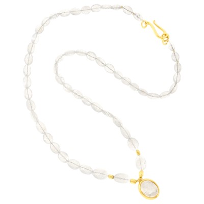 Lot 2057 - Darlene de Sedle High Karat Gold and Carved Moonstone Pendant-Necklace