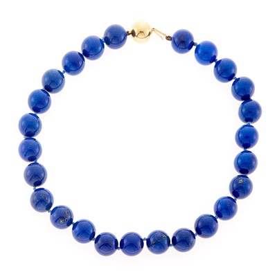 Lot 1128 - Gold and Lapis Bead Necklace