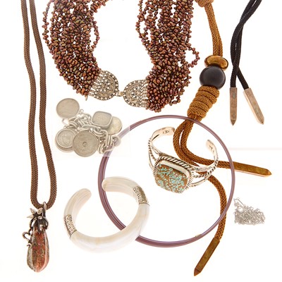 Lot 2221 - Group of Silver and Gem-Set Jewelry