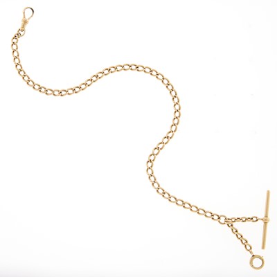 Lot 1126 - Gold Curb Link Fob Chain
