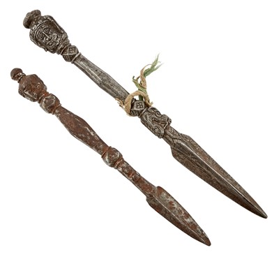 Lot 559 - Two Tibetan Iron Phurbas